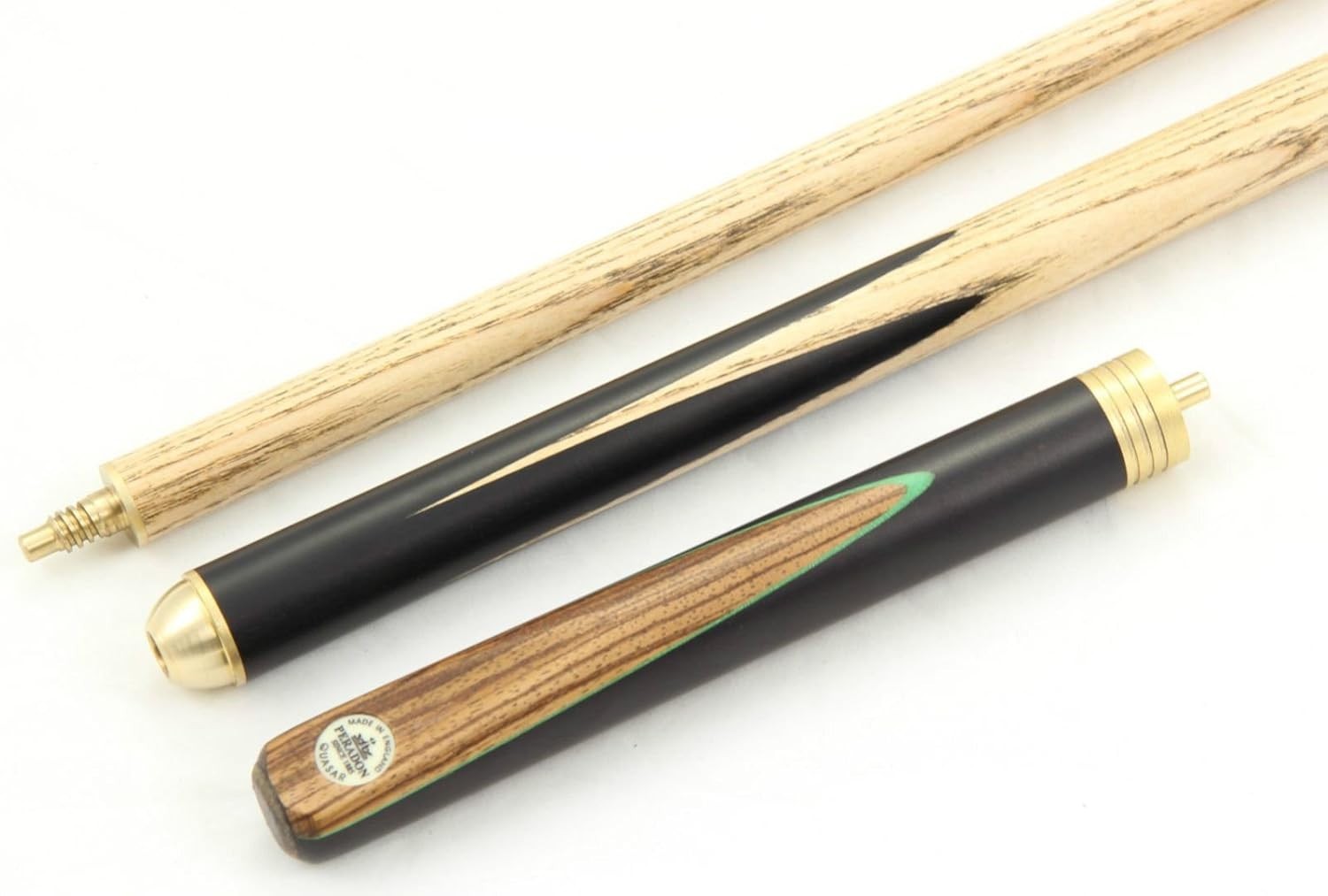 55in Snooker Pool Cue 8.5mm Tip Ash Shaft 3pc Ebony Zebrano Quick Joint