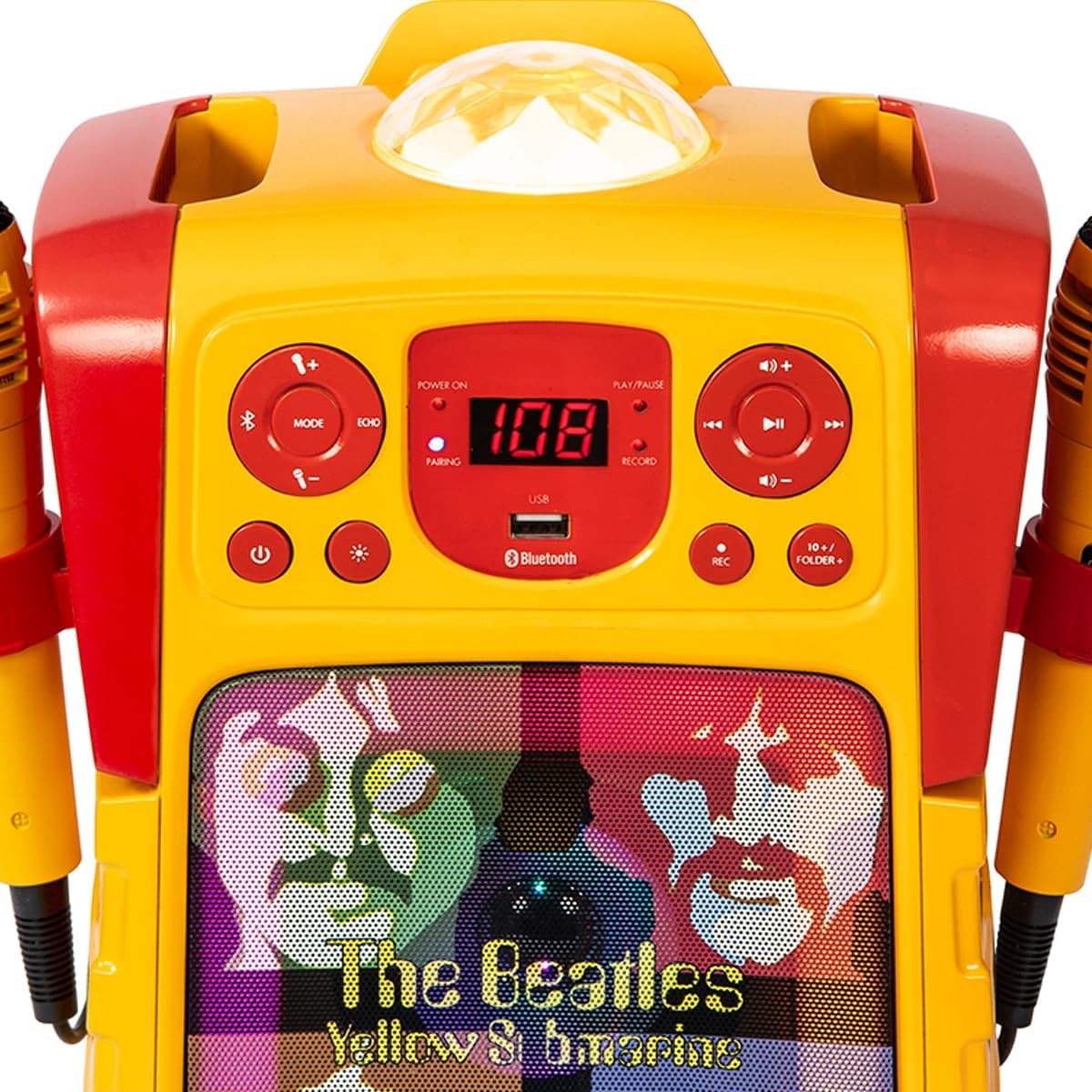 Yellow Submarine Karaoke Machine 2 Mics Bluetooth LED USB