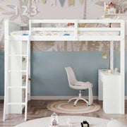 Loft Bunk Bed with Desk, 4 Drawers & Shelves, Kids 3FT White 90x190cm Bed
