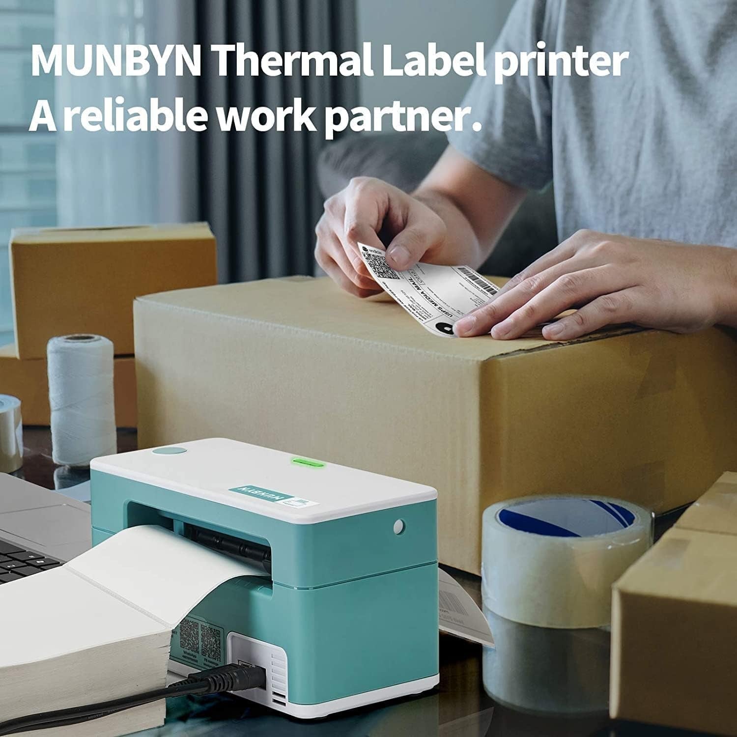 4x6 Thermal Label Printer Green USB High-Speed Shipping Labels Small Biz