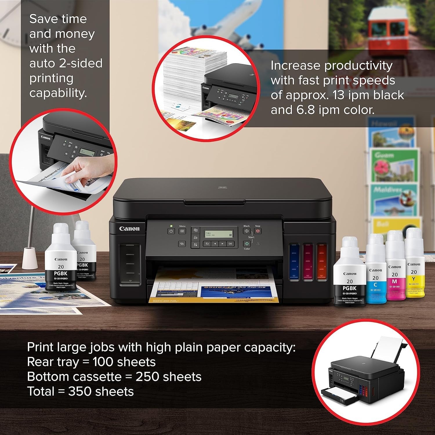 MegaTank Wireless 4-in-1 Printer | High-Yield, Copier, Scanner, Duplex