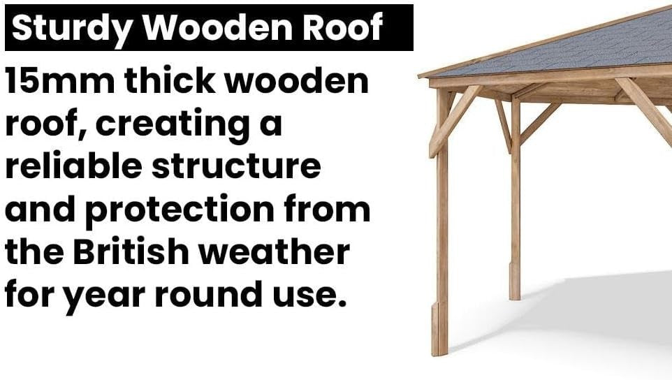 4x3M Wooden Garden Gazebo Heavy Duty Shelter Pressure-Treated Spruce