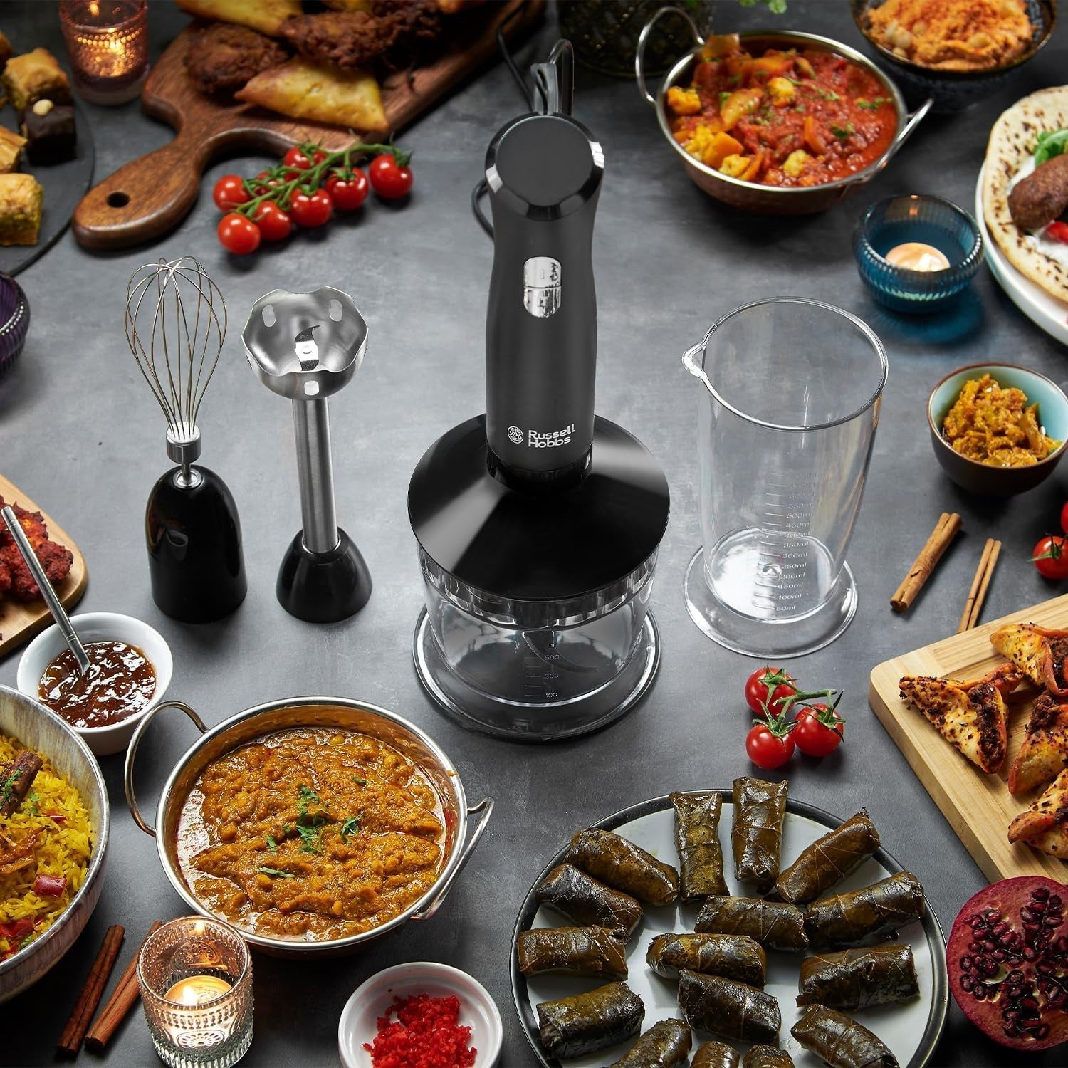 500W Handheld Electric Blender with Chopper & Whisk - 700ml Bowl, Portable