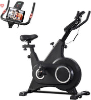 Quiet Magnetic Spin Bike w/ LCD Monitor, Tablet Holder & Adjustable Seat
