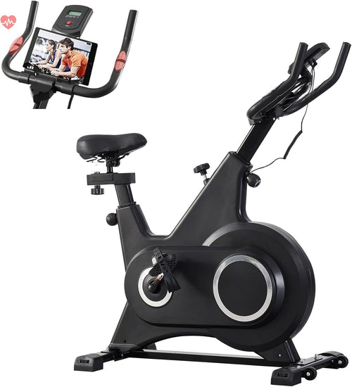 Quiet Magnetic Spin Bike w/ LCD Monitor, Tablet Holder & Adjustable Seat