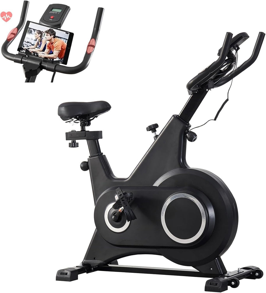 Quiet Magnetic Spin Bike w/ LCD Monitor, Tablet Holder & Adjustable Seat
