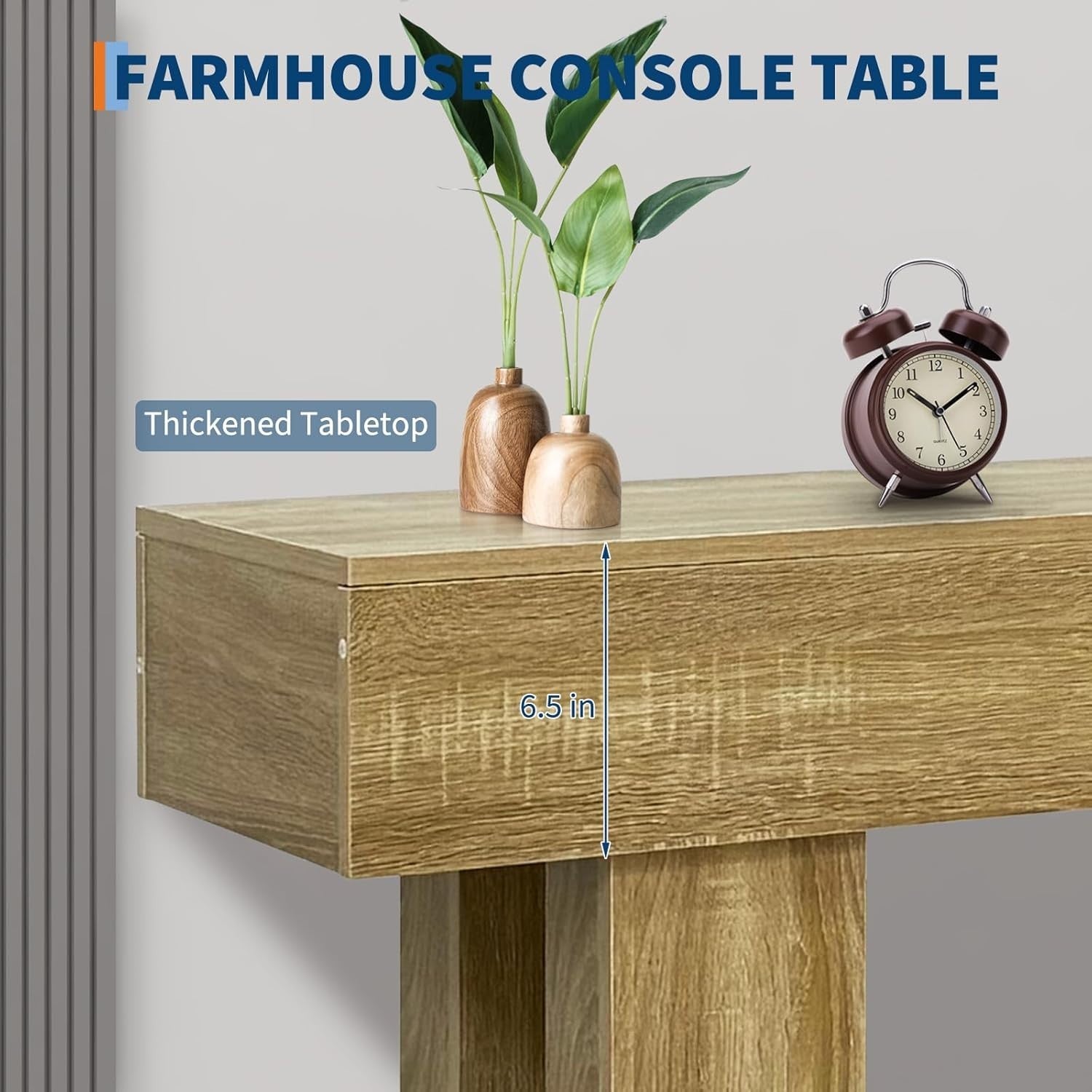 Farmhouse Console Table 63" Rustic Wood Sofa Hallway Entry Table Storage