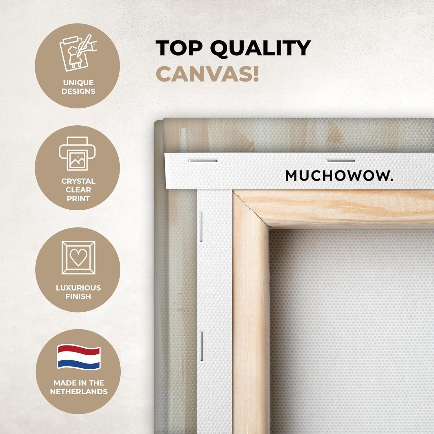 Abstract Couple Canvas Wall Art 60x40cm Framed Beige Modern