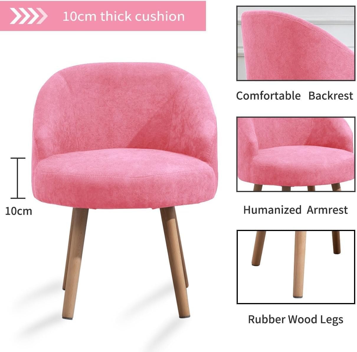 Pink Velvet Accent Chairs Set of 2 Small Tub Armchairs Wood Legs