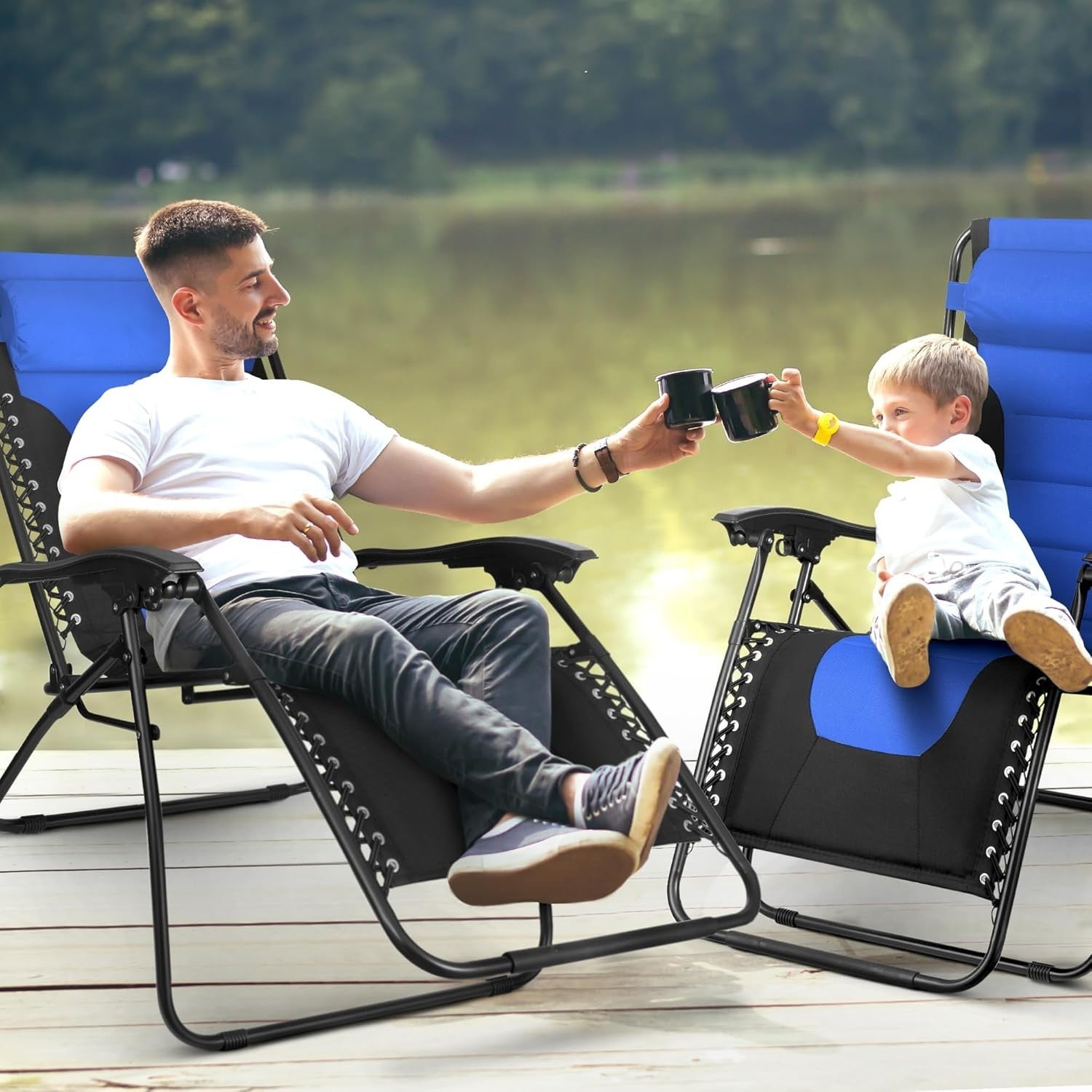 Zero Gravity Reclining Chairs Set of 2 – XXL Heavy Duty, Padded, Outdoor