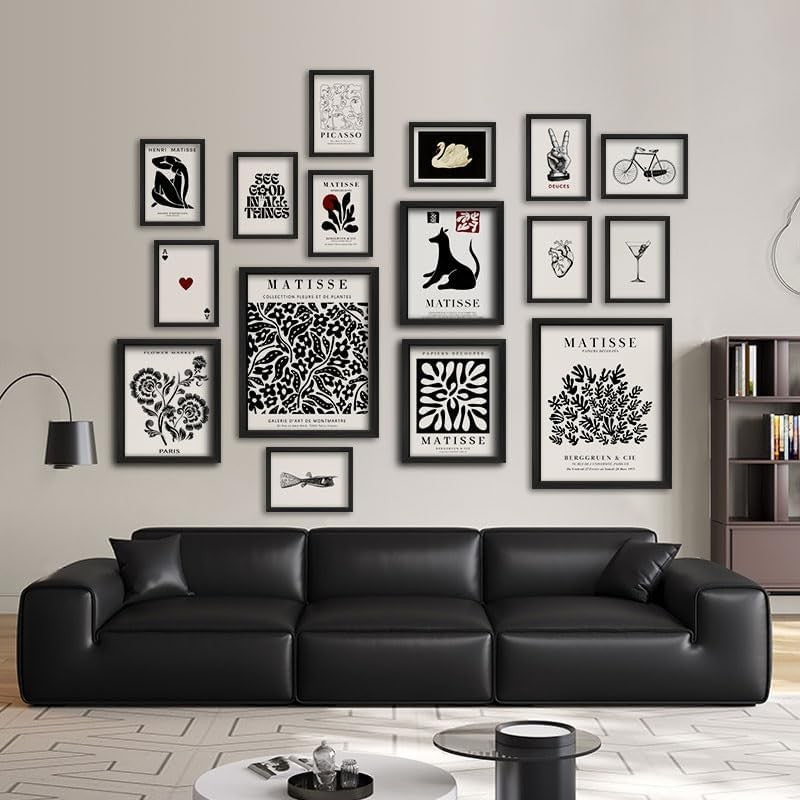 16pc Black White Wall Art Set Minimalist Gallery Prints 11x14