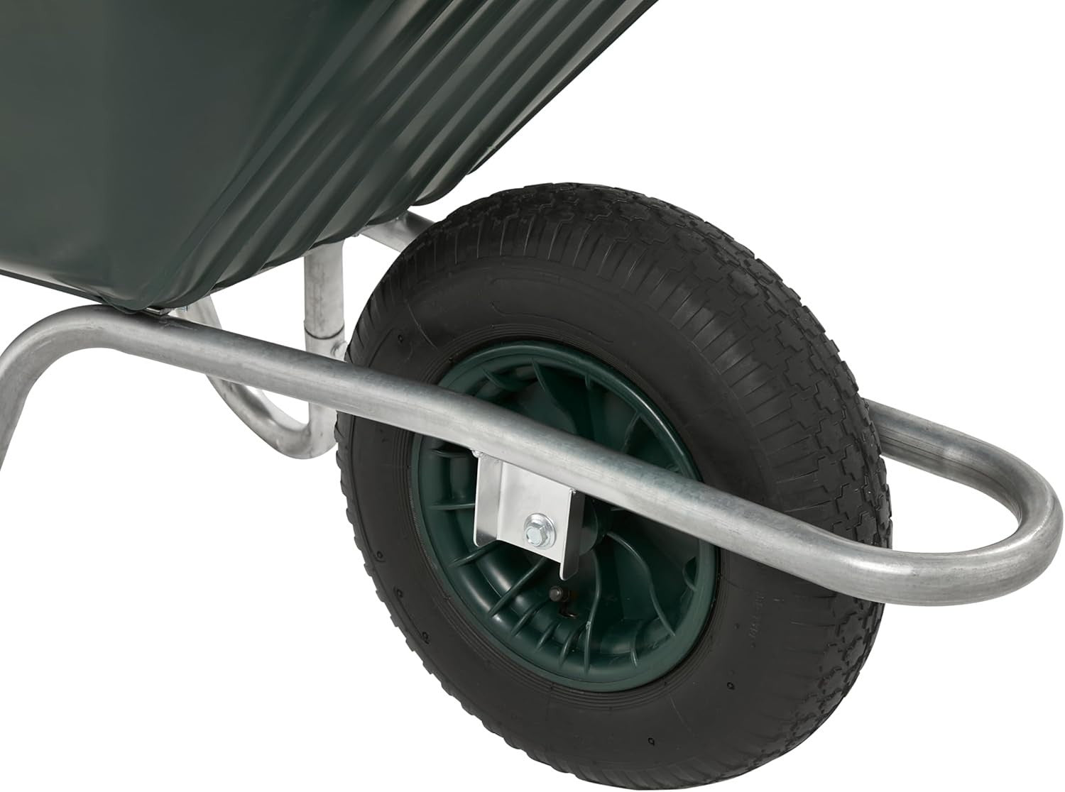 90L 1-Wheel Wheelbarrow Green – Pneumatic Tyre Steel Frame w/ Ergo Handles 120kg