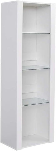Tall Display Cabinet RGB Glass Shelves White Unit 165cm Cupboard Storage