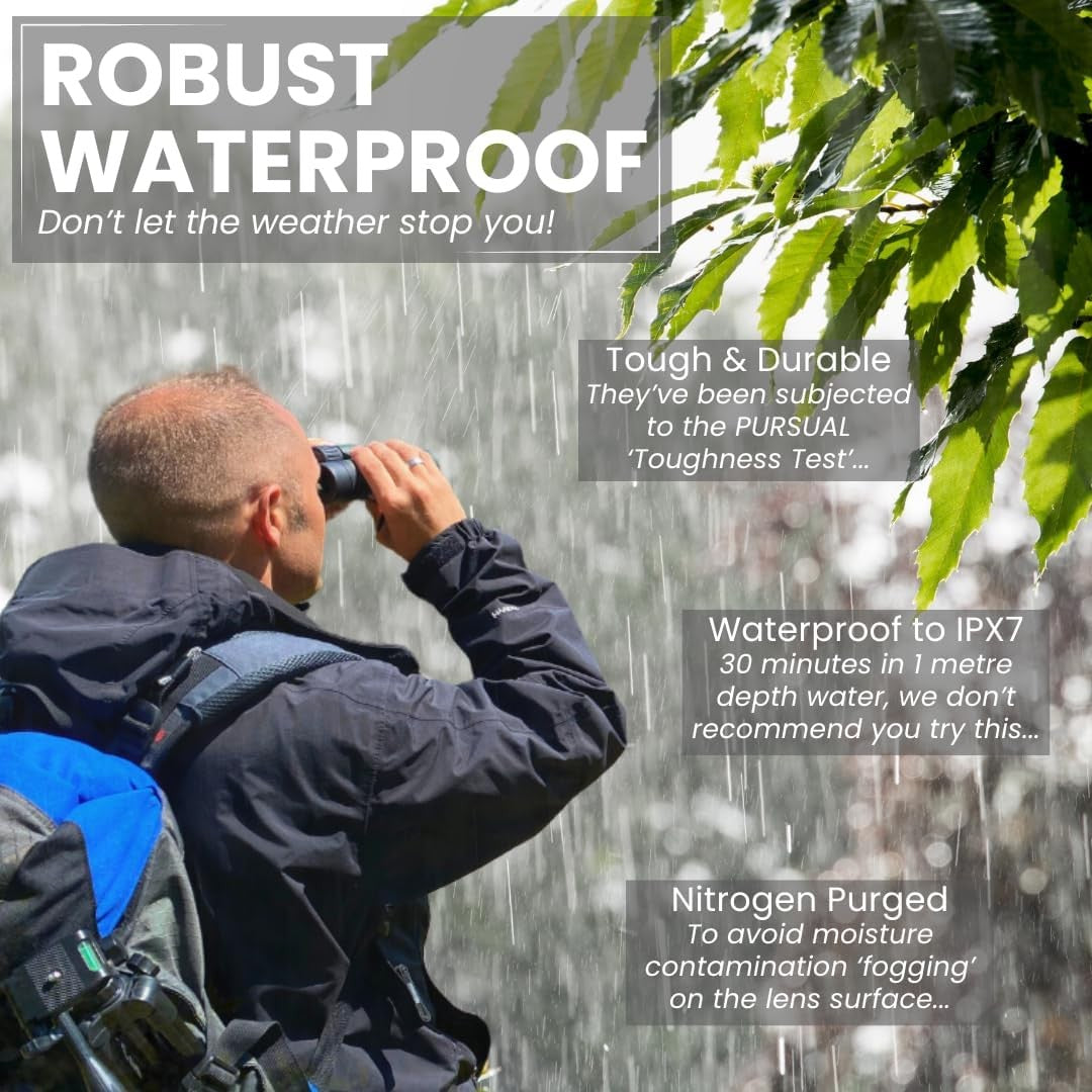 10x42 High Power Waterproof Binoculars Lightweight Clear Bright Outdoor Viewing