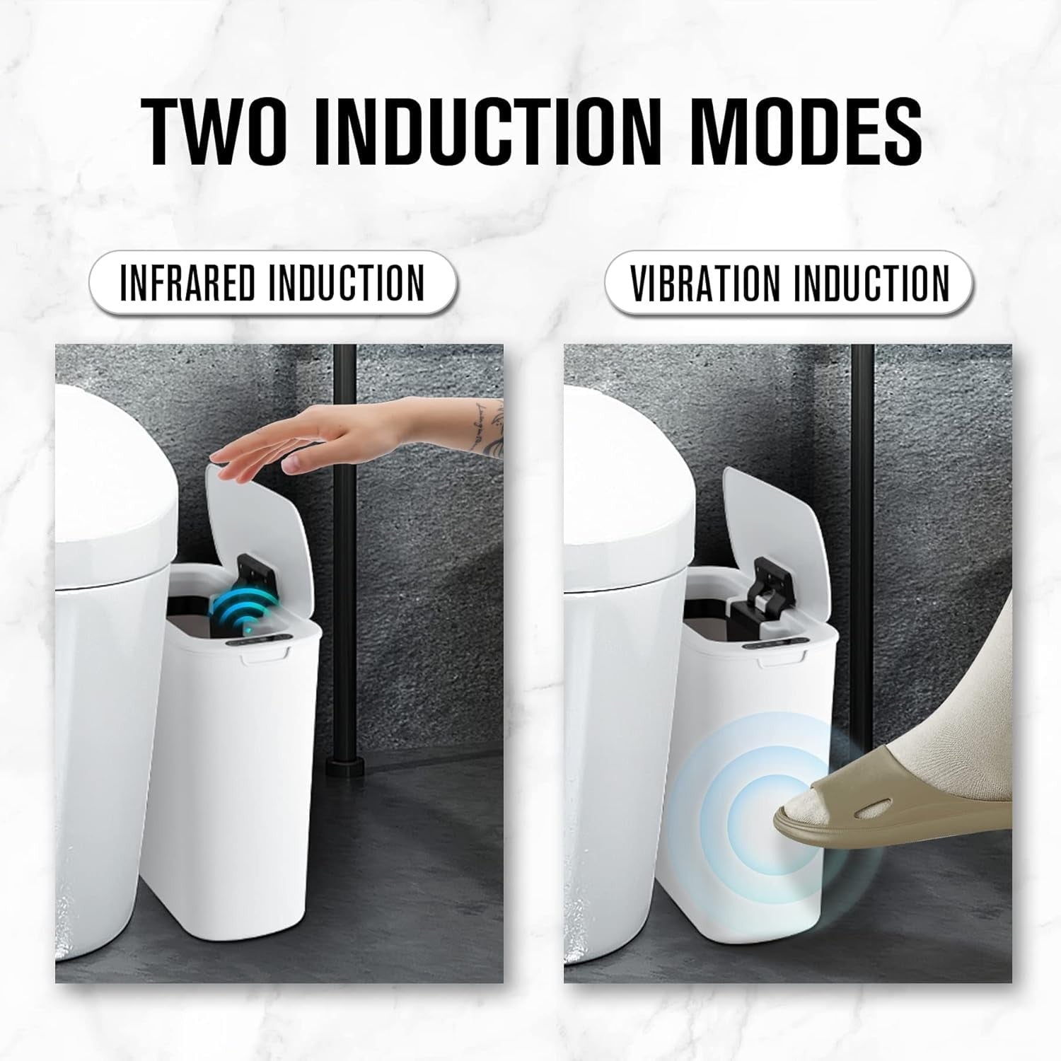 2.6G Touchless Motion Sensor Trash Can | Smart Bathroom Waste Bin