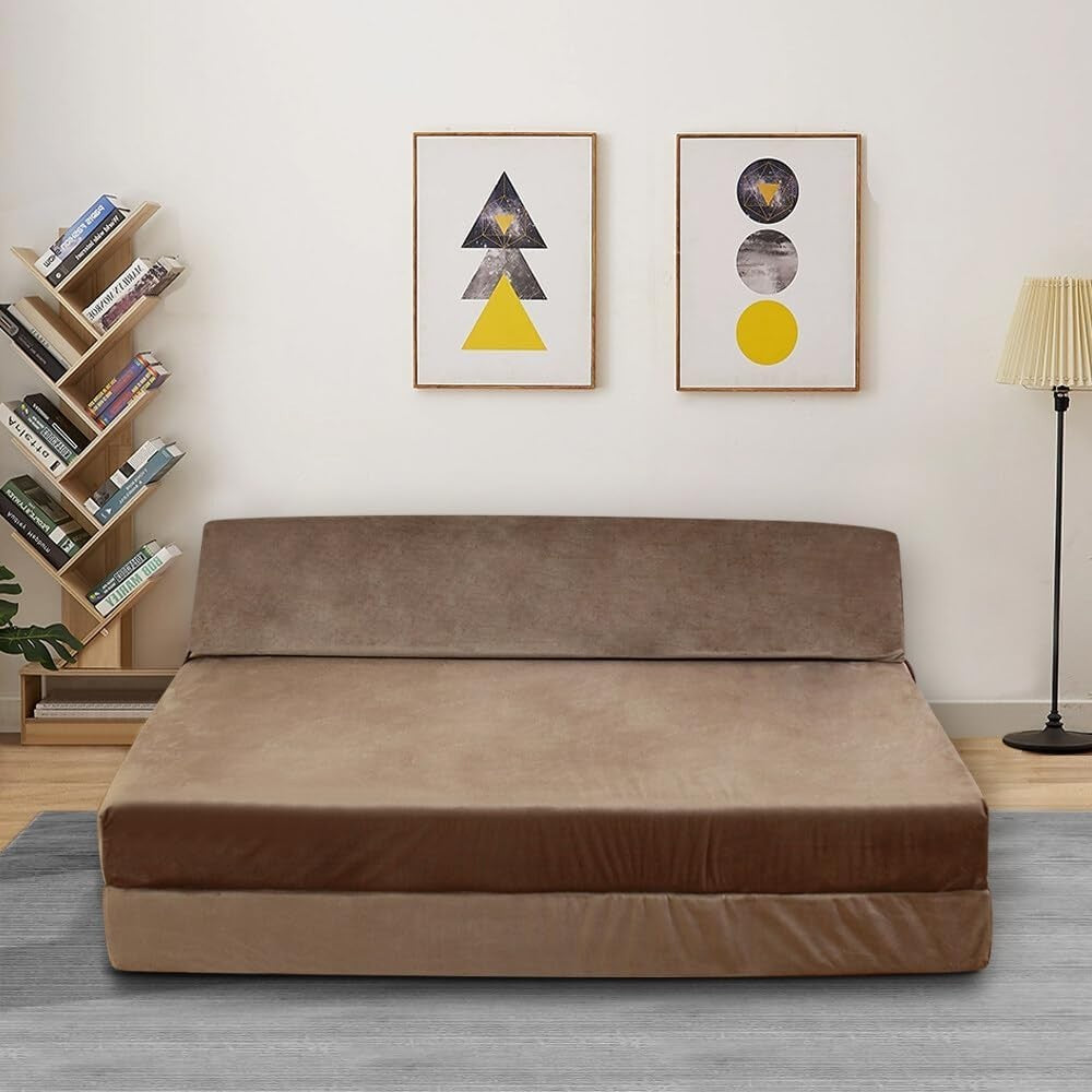 Double Fold Out Velvet Sofa Bed | Plush Foam Mattress | Space-Saving Z Bed