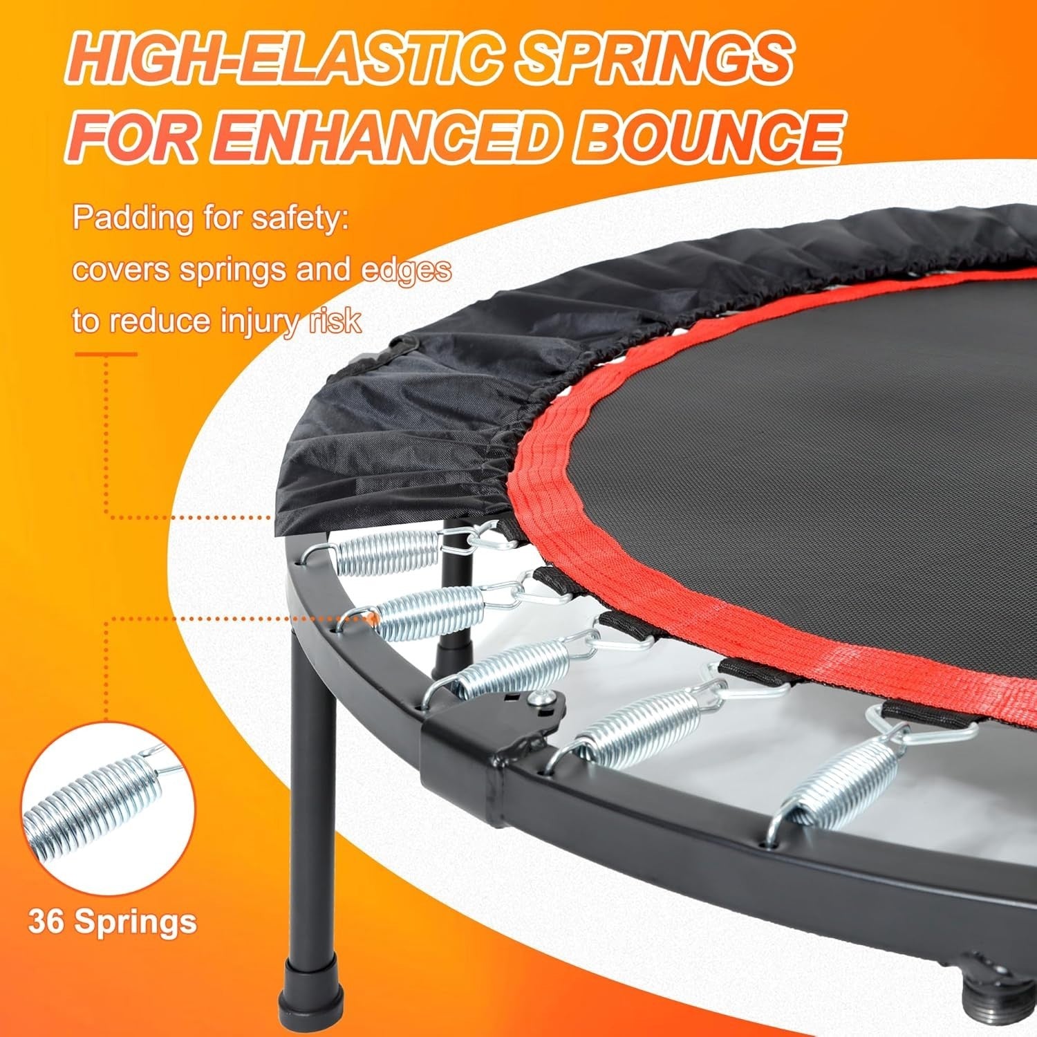 48in Heavy Duty Folding Rebounder Trampoline Adjustable Handle