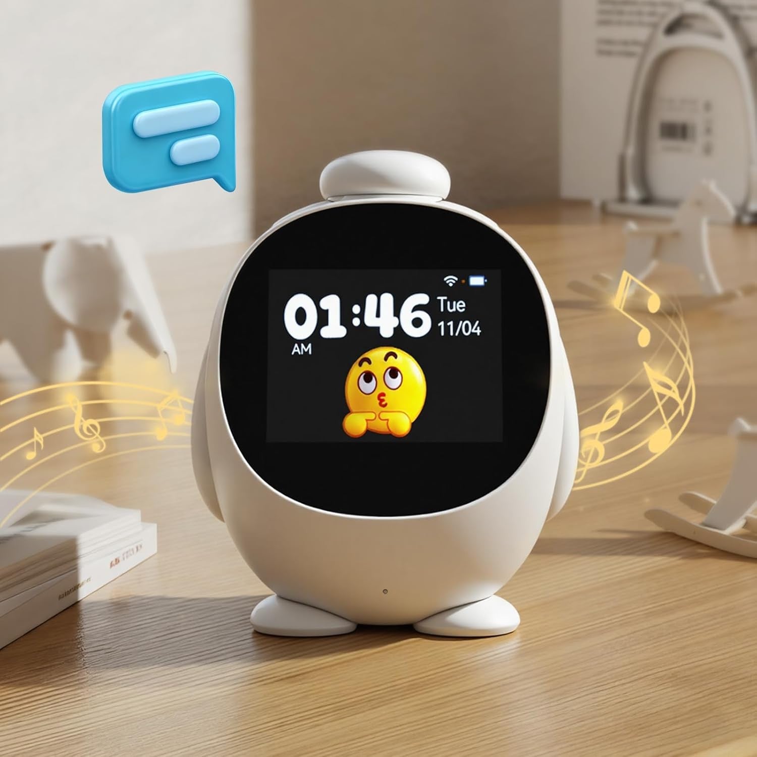 White Kids AI Alarm Clock WiFi Smart Voice Control Learning Sleep Trainer