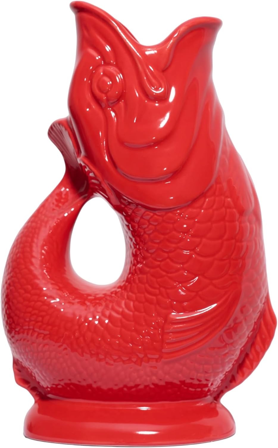 XL Red Gluggle Jug 1.4L – Ceramic Fish Water Pitcher, Cocktail & Wine Decanter