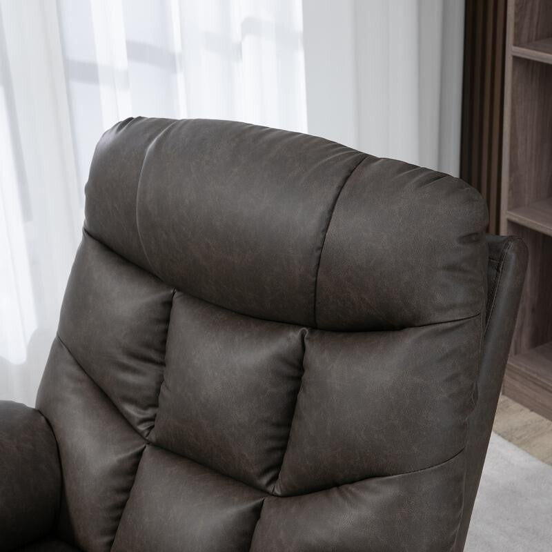 PU Leather Recliner Armchair Swivel Chair w/ Footrest, Cup Holders, Brown