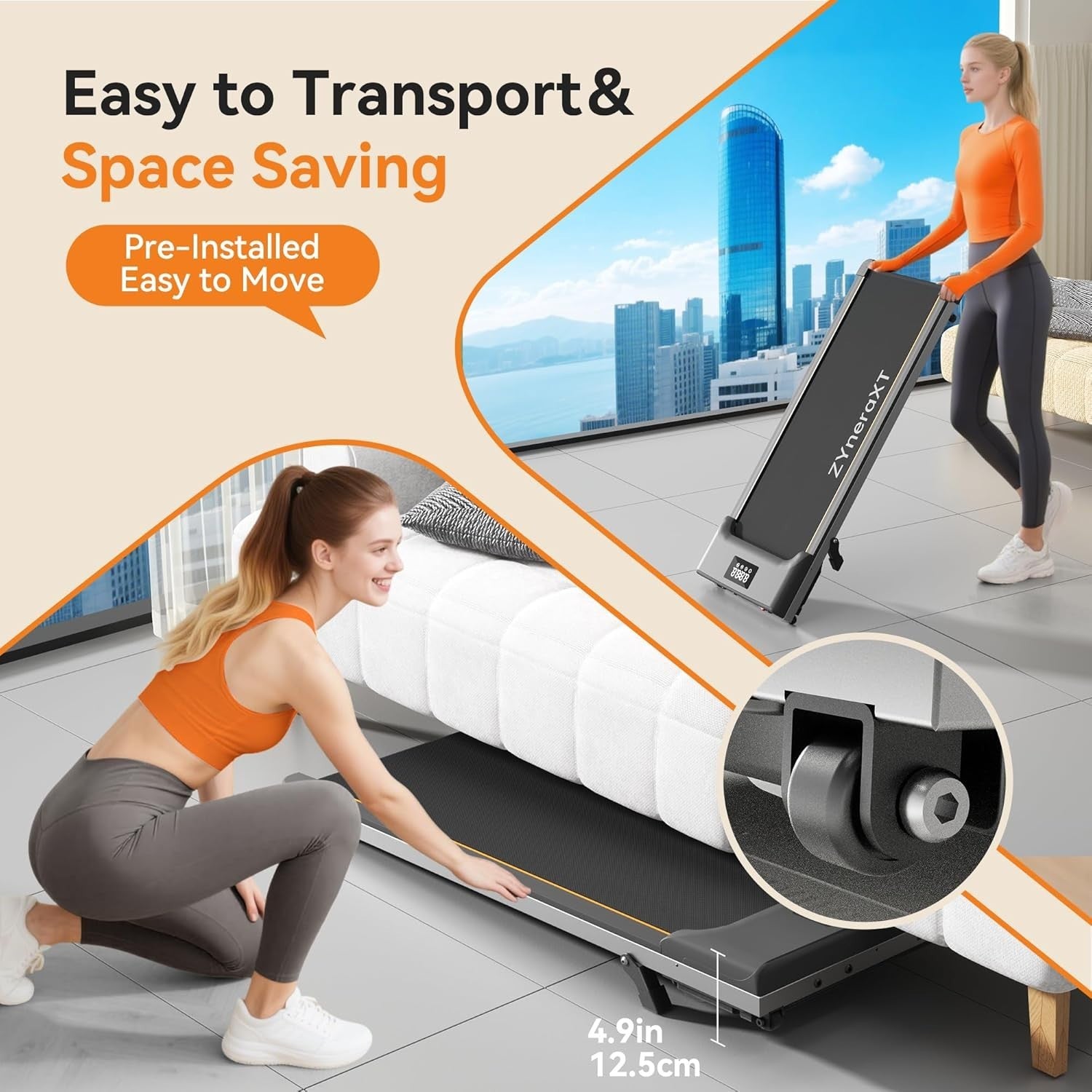 Foldable Walking Treadmill 2-in-1 2.0HP Motor Incline LED Display Home Gym