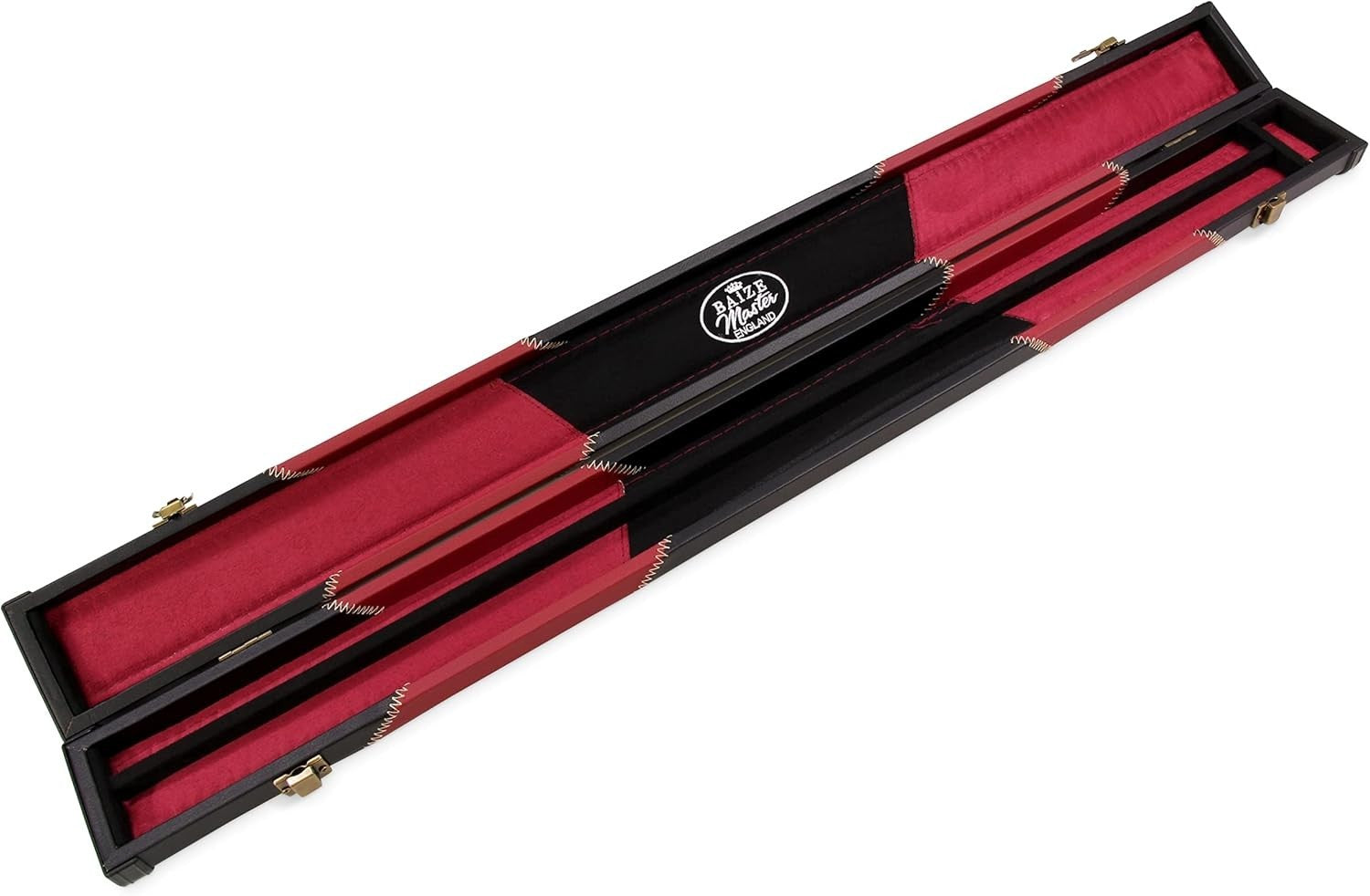 Hard Snooker Pool Cue Case 2 Piece Centre Joint Burgundy Deluxe