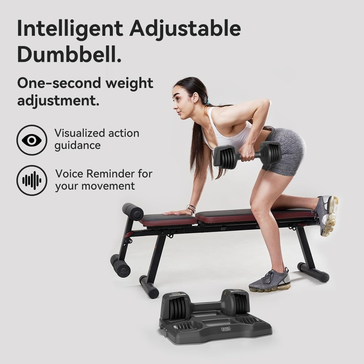 Smart Adjustable Dumbbells Pair 25lb With Stand Quick Change Home Gym