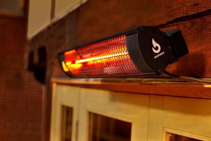 Outdoor Patio Heater 2kW Wall Mounted IP65 Weatherproof Fast Heating Compact