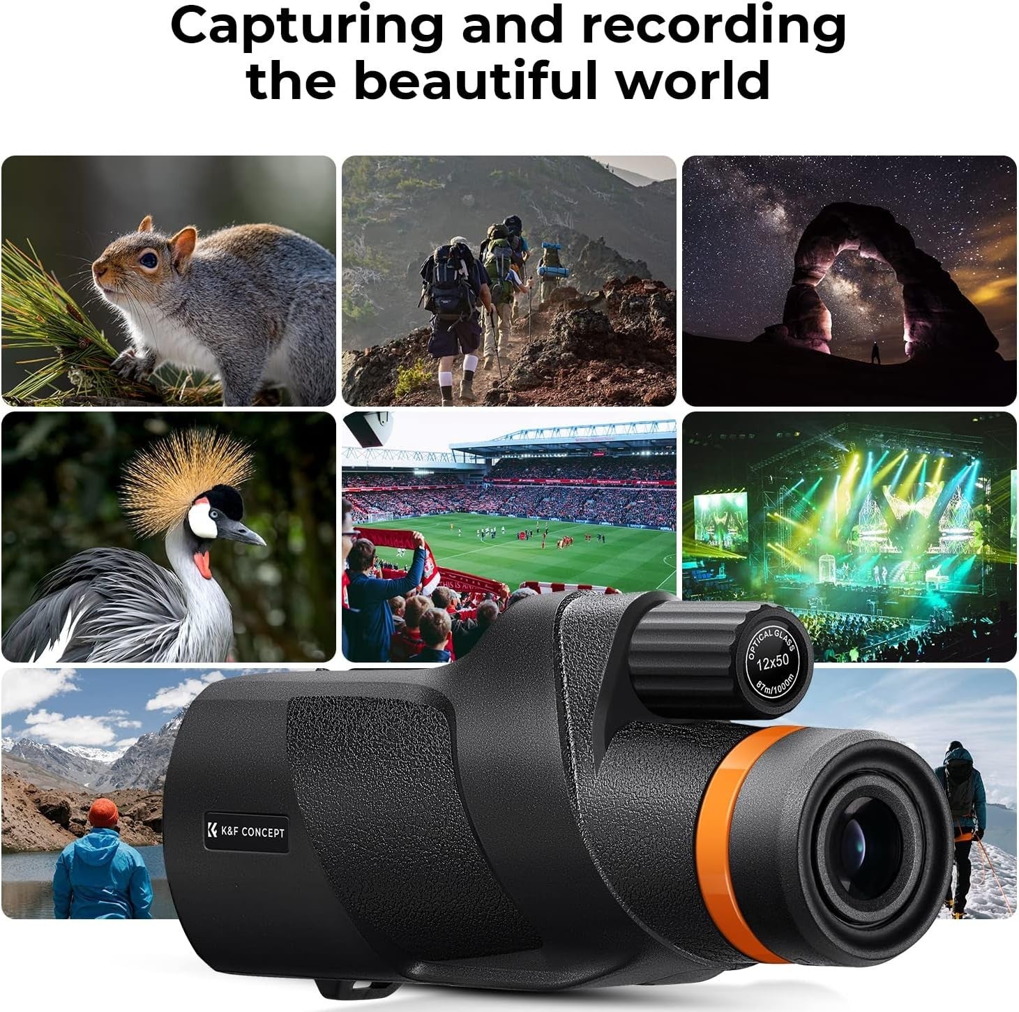 12X50 HD Monocular Waterproof BAK4 FMC Lens – Compact Outdoor Birding Scope