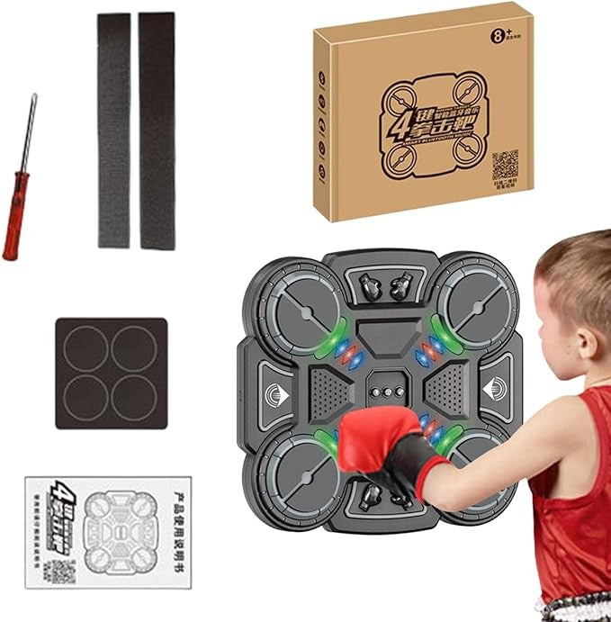 Music Boxing Machine Wall Mounted LED Punch Trainer Reaction Workout Game