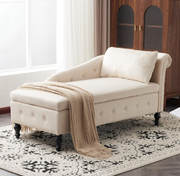 Chaise Lounge Sofa with Storage Button Tufted Velvet Ergonomic Couch