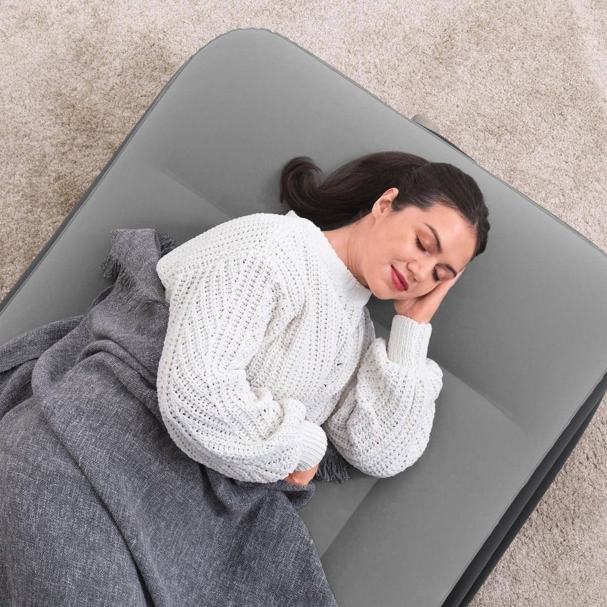 Inflatable Air Mattress Twin Size with Built-In Electric Pump & Flocked Top