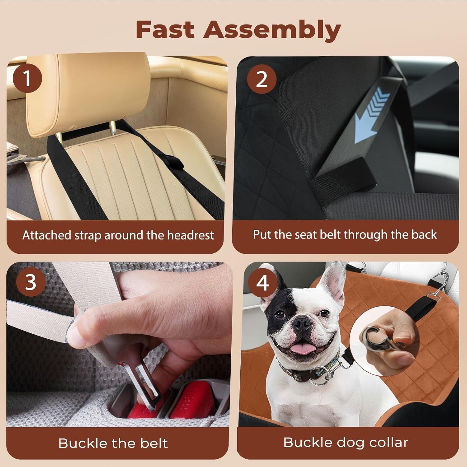 Elevated Dog Car Booster Seat Washable Travel Bed for Small Medium Dogs