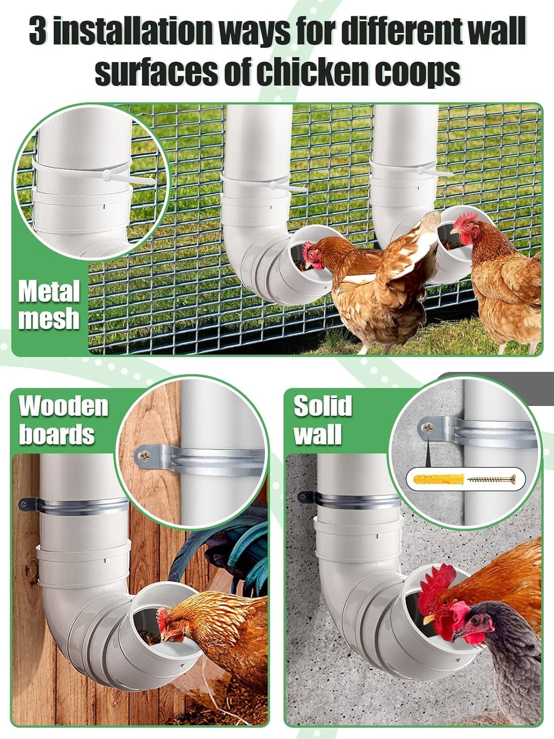 2 Pack Automatic Chicken Feeder 13lb No Waste PVC