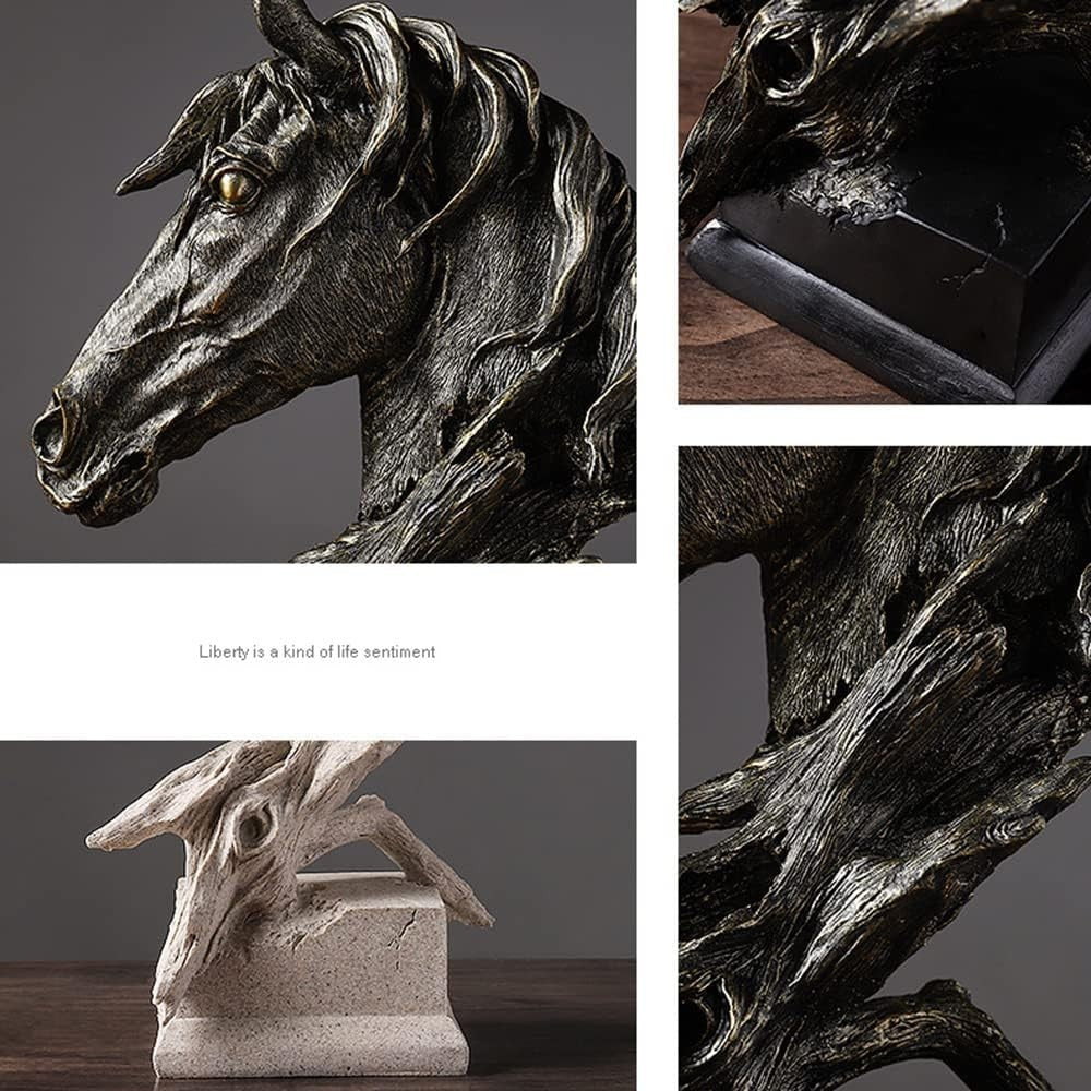 Modern Horse Head Sculpture • 30cm Resin Statue • Luxury Abstract Home Decor