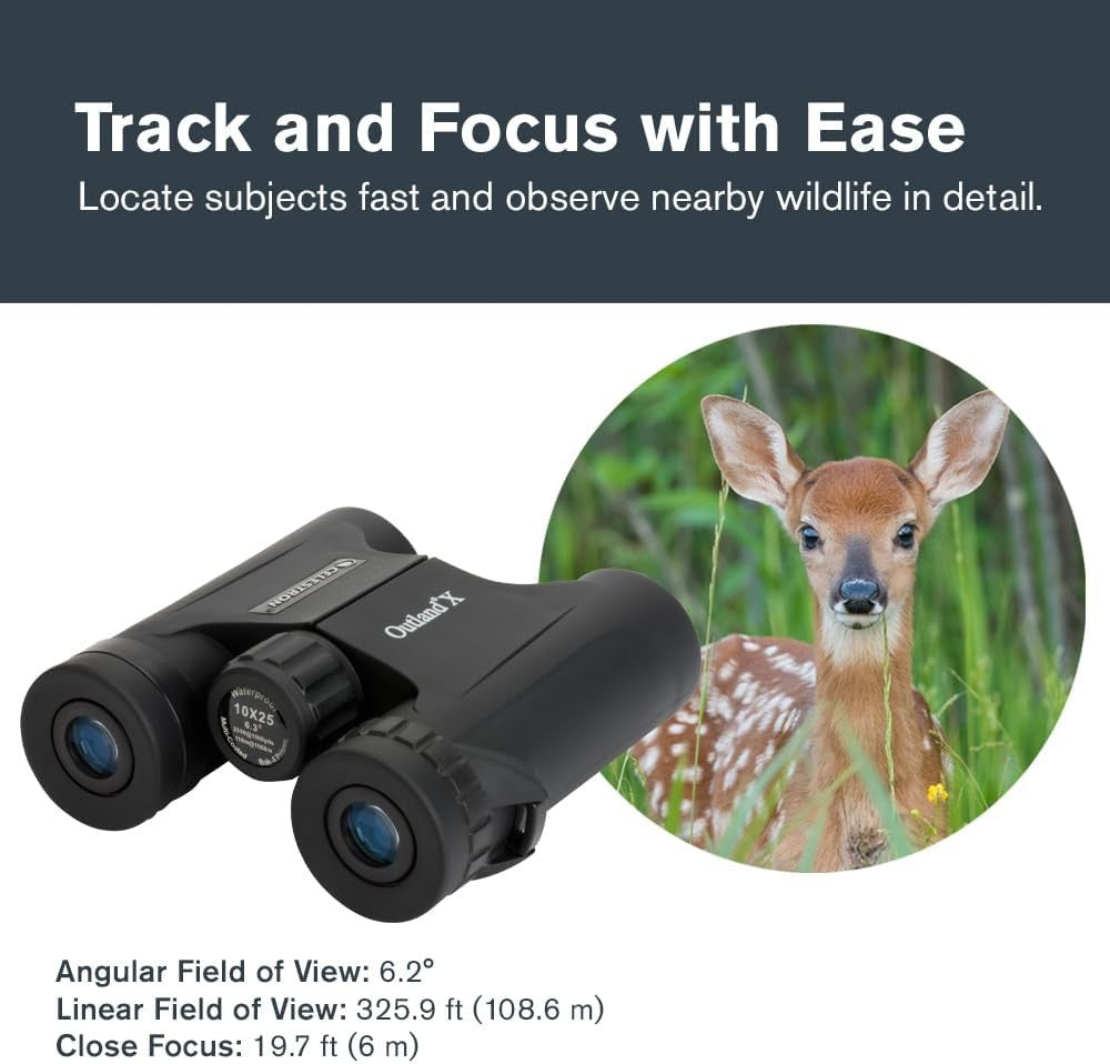 10x25 Compact Binoculars Waterproof Fogproof HD Optics Lightweight Travel Use