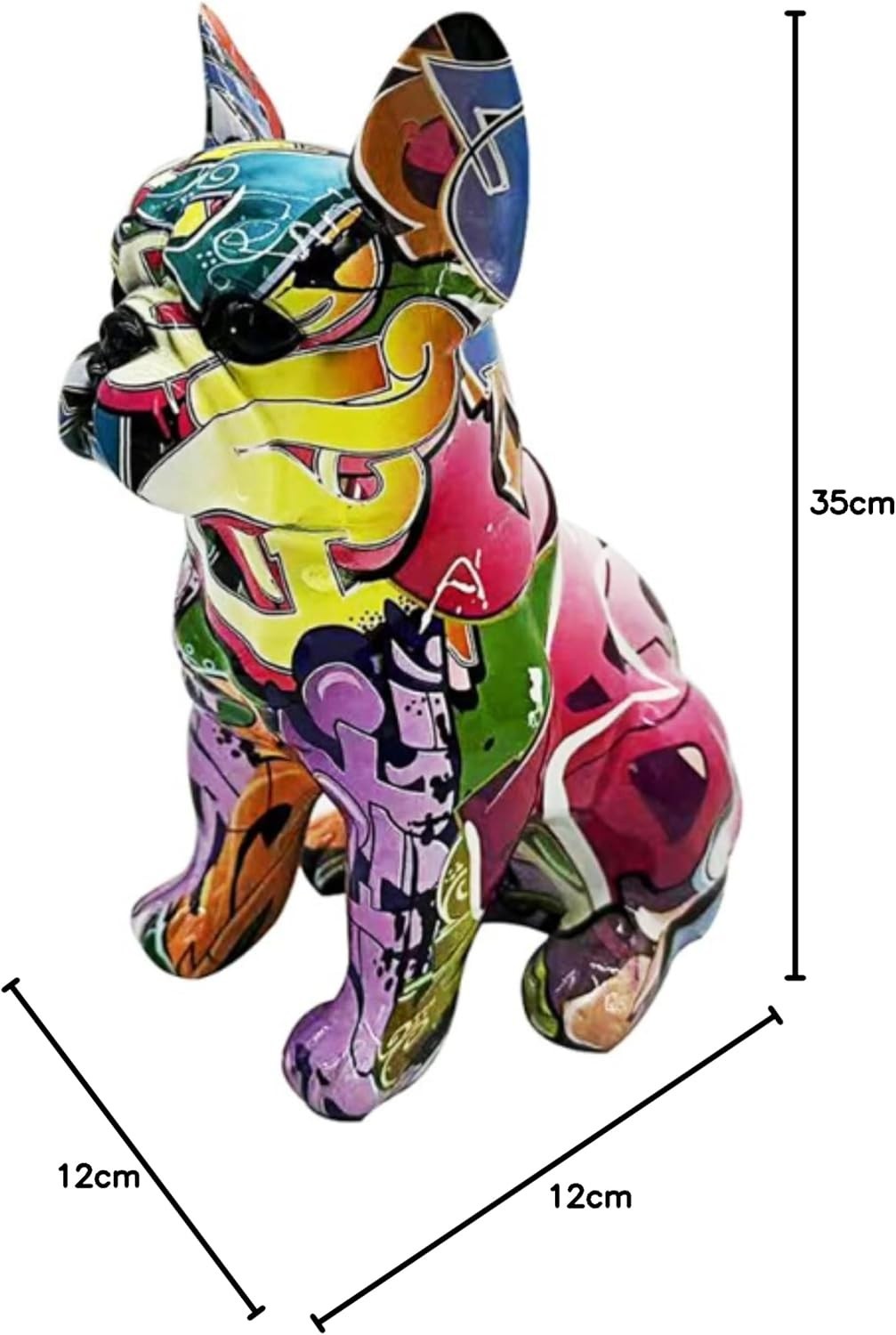 Colourful French Bulldog Graffiti Ornament | Modern Art Dog Figurine Home Decor