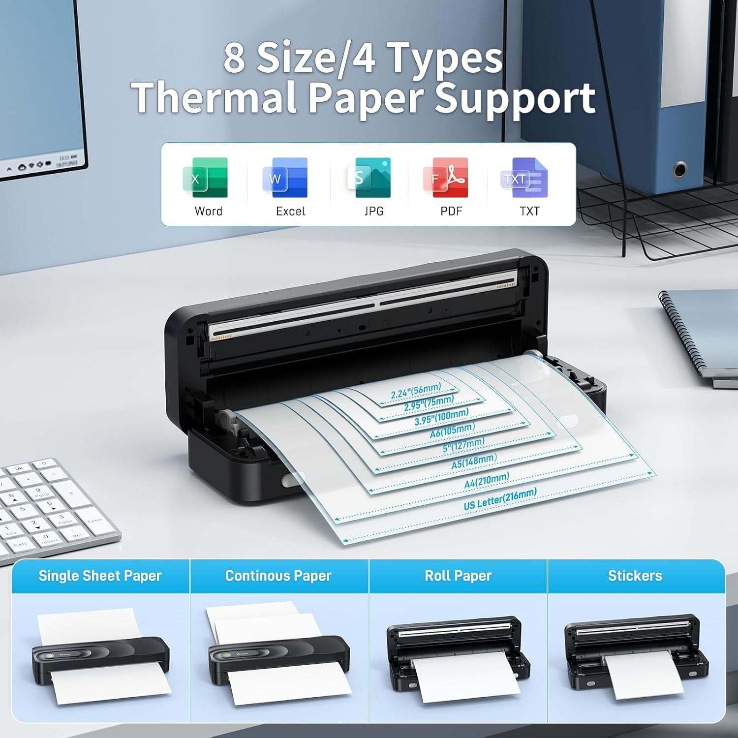 A4 Portable Thermal Printer Bluetooth Inkless Wireless + Case