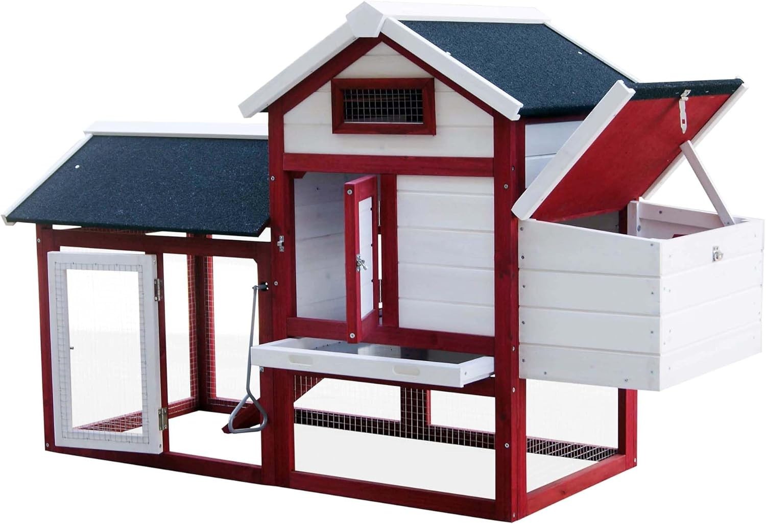 Wooden Chicken Coop with Run Nest Box 152x52x92cm
