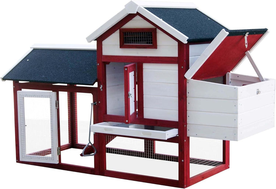 Wooden Chicken Coop with Run Nest Box 152x52x92cm
