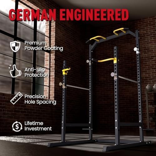 Ultrasport Power Rack Fitness Cage Home Gym Full Body Training Black/Yellow