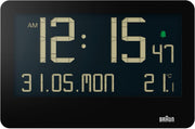 Large Digital Wall Clock Reverse LCD Display Temp Date Weekday Alarm Black