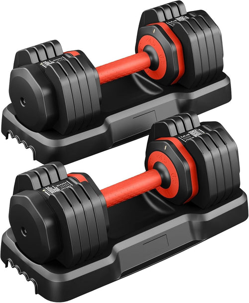 24.5kg Adjustable Dumbbell Pair 5-in-1 One-Hand Dial Non-Slip Home Gym
