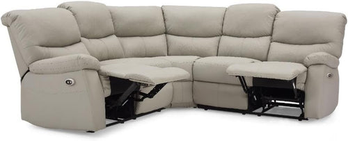 Reclining Corner Sofa Faux Leather 5 Seater Light Grey | Modern Large Suite
