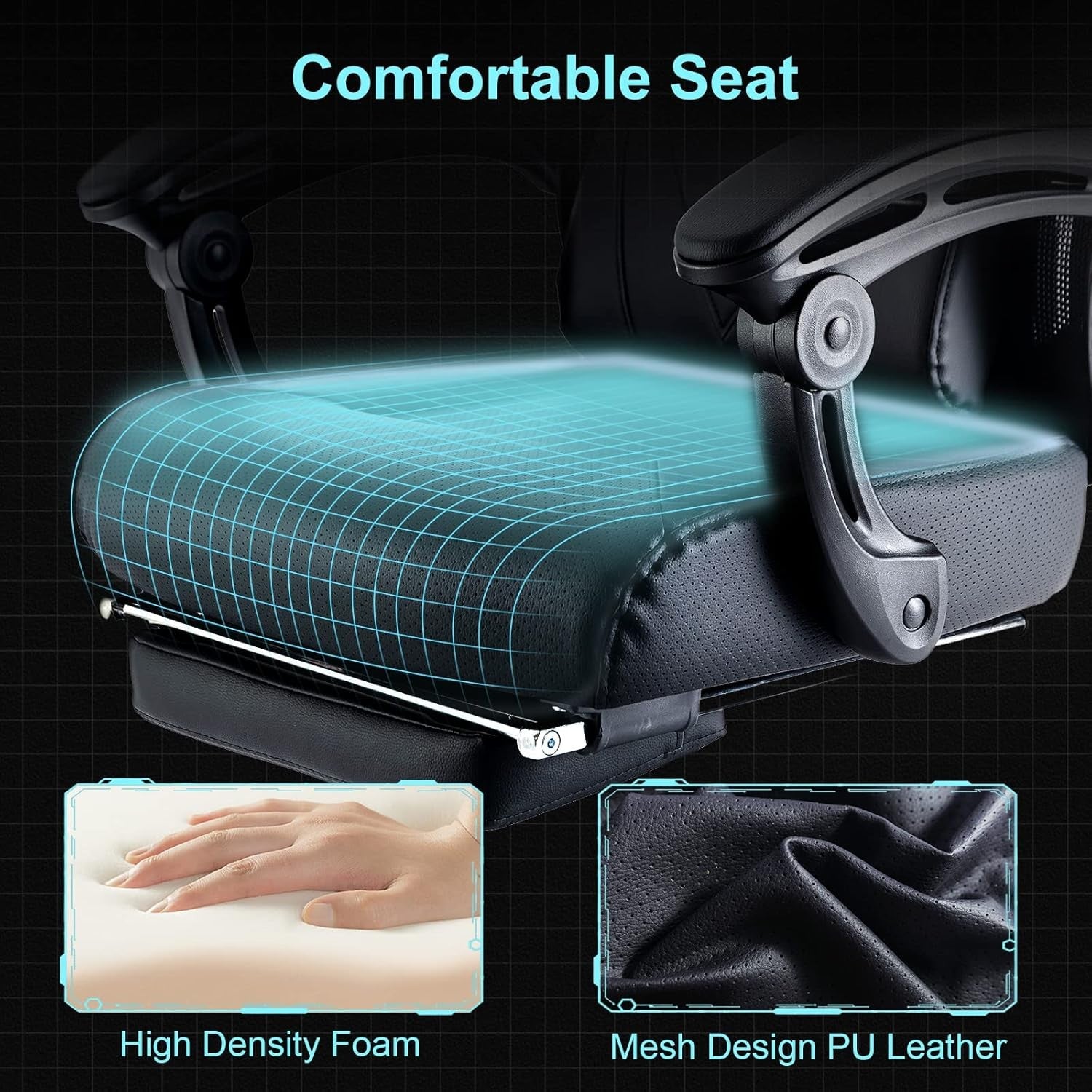Ergonomic Mesh Gaming Chair Recliner w/ Footrest Lumbar Support