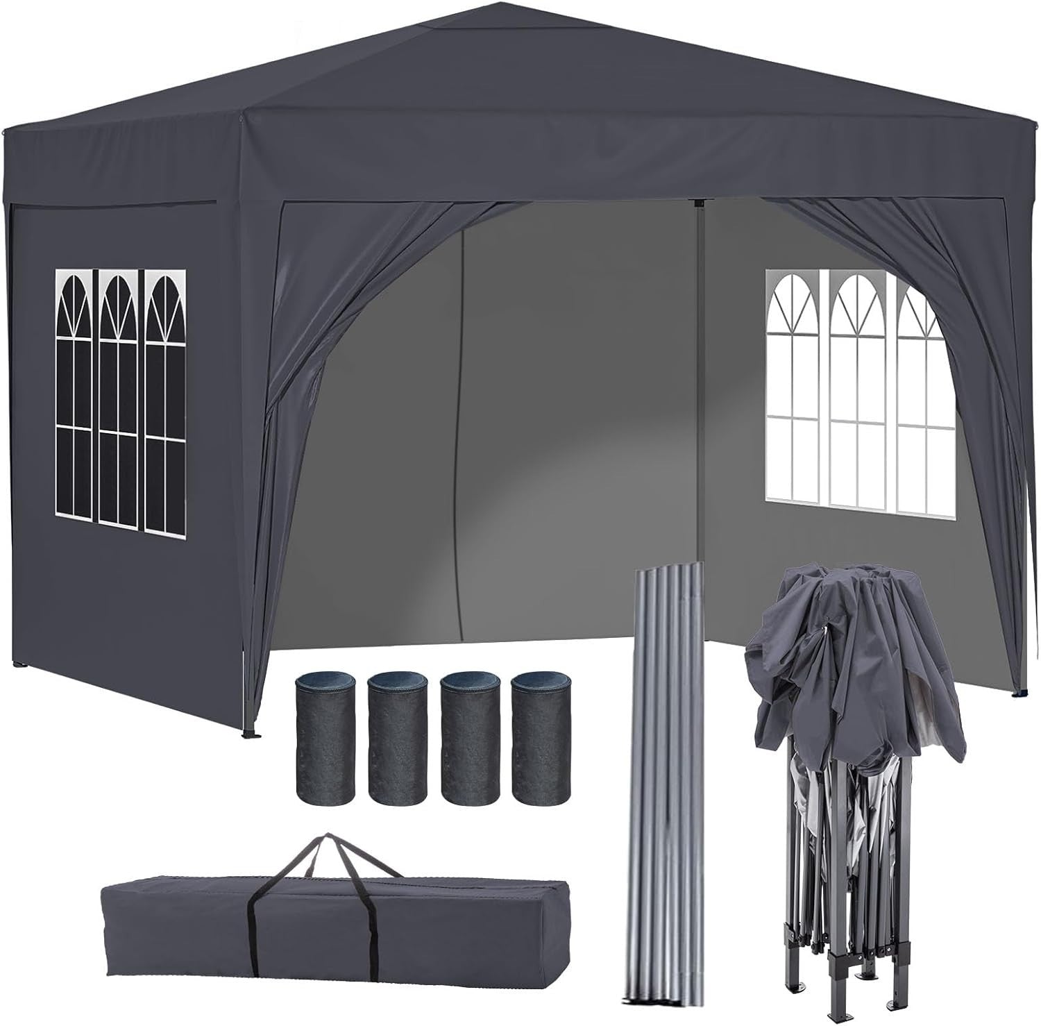 3x3M Pop Up Gazebo with Sides Waterproof Garden Party Tent Steel Frame + Weight