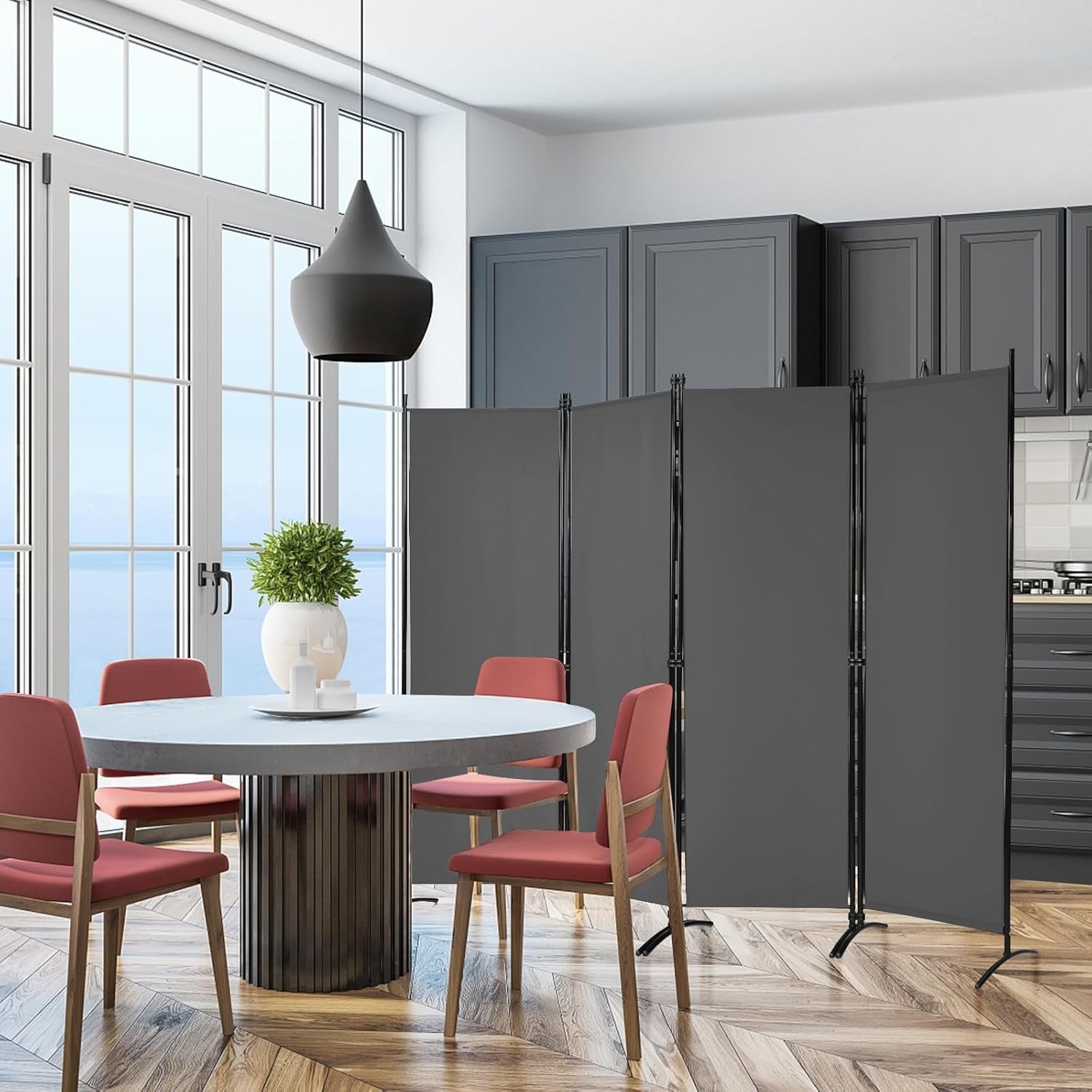 4 Panel Folding Room Divider Privacy Screen – Freestanding Partition Wall for Be