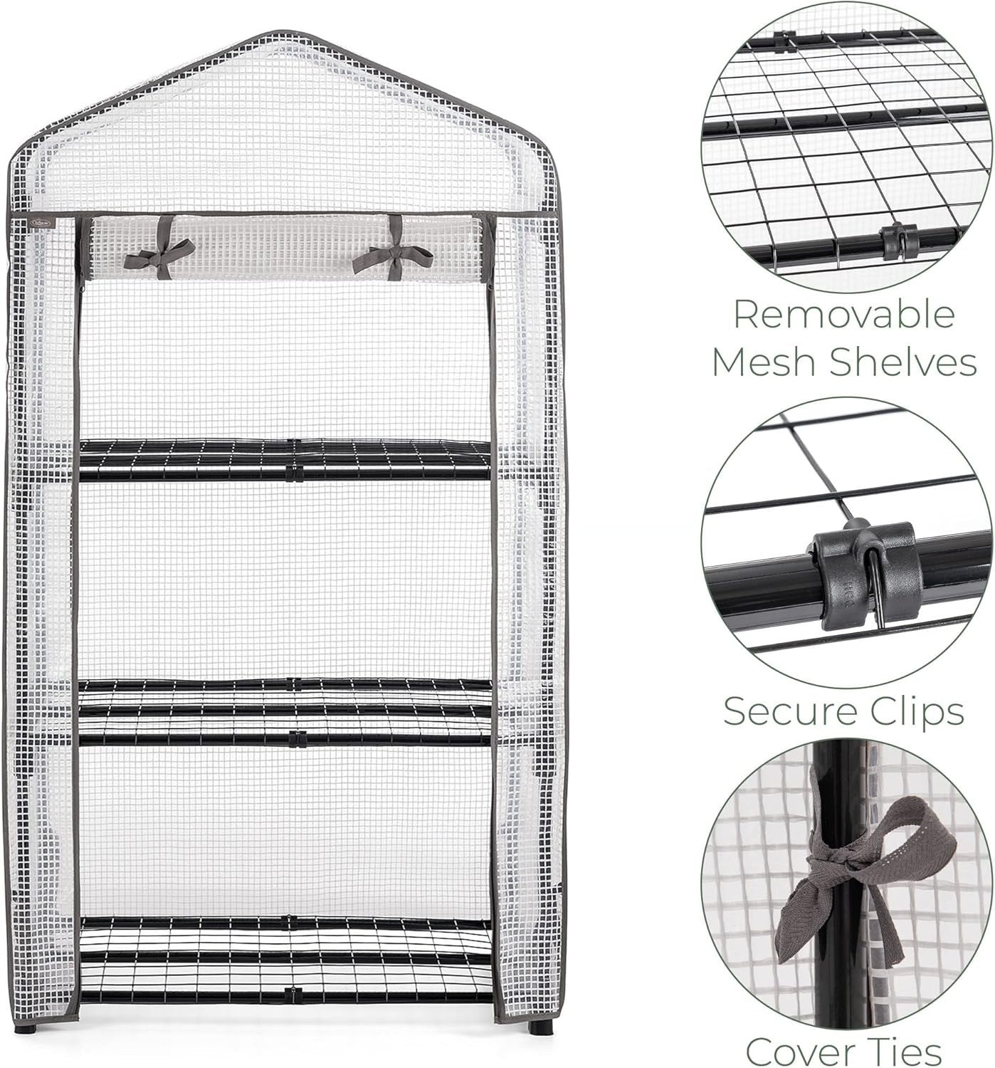 3 Tier Mini Greenhouse with Reinforced PE Cover | Compact Outdoor Growhouse
