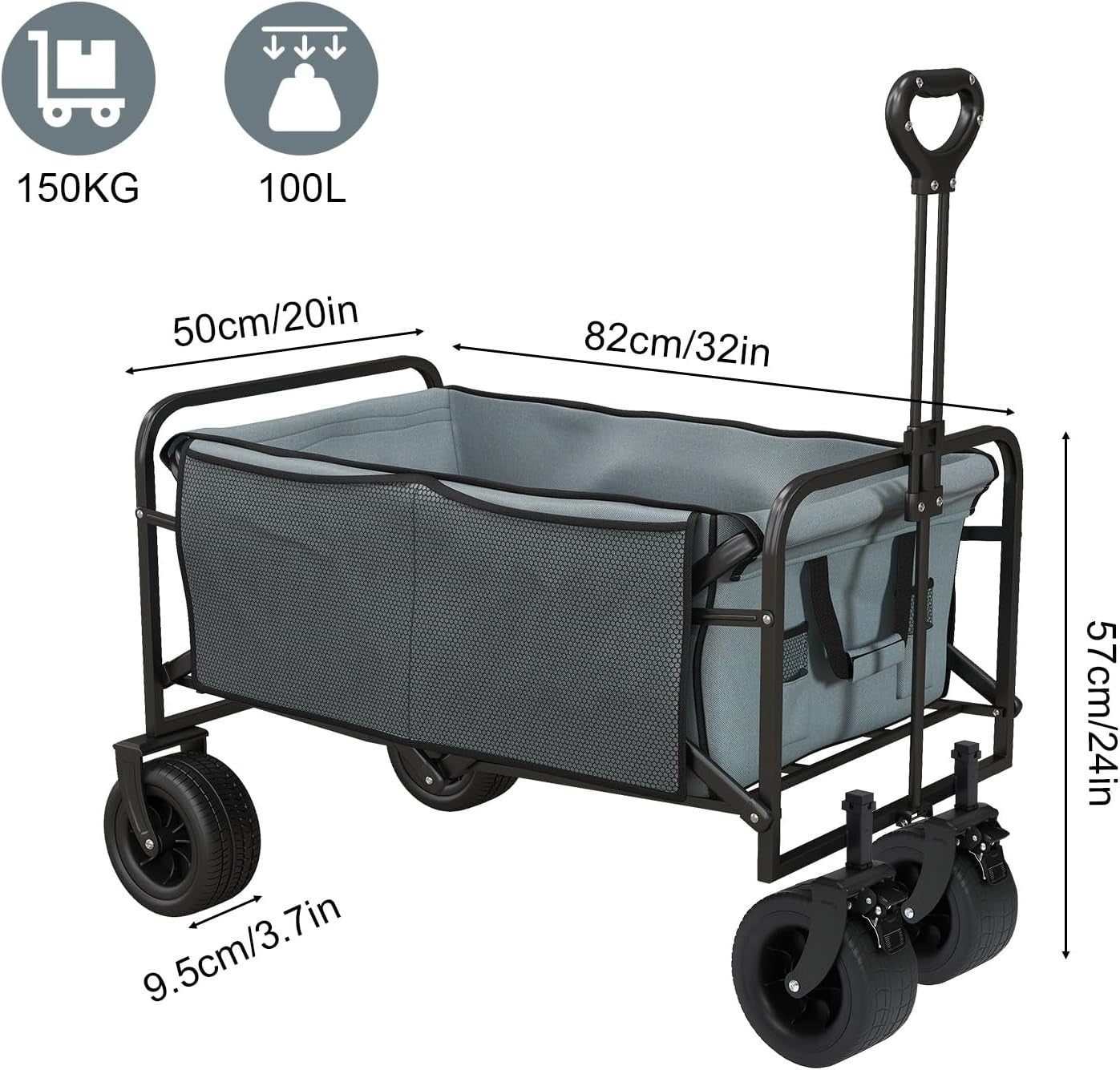 Heavy Duty Folding Utility Trolley with 360° Steering Weatherproof Lining