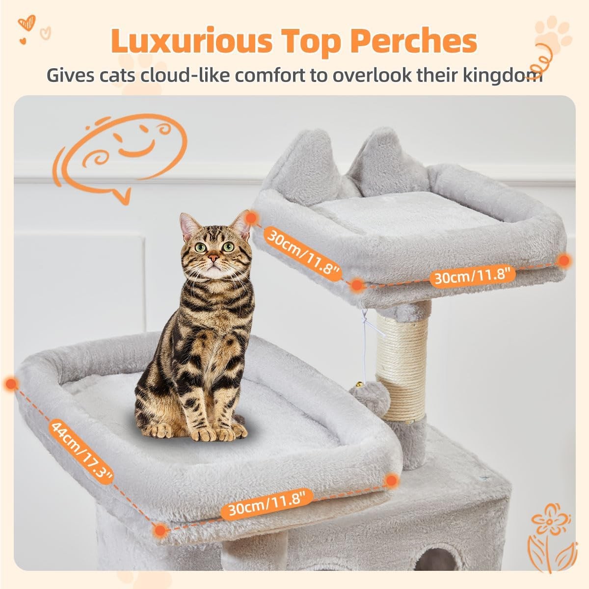 Large Cat Tree Tower 146cm Multi Level Scratching Posts Hammock
